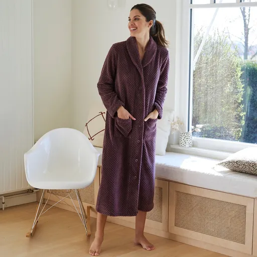 Fleecový dlhý župan s textúrovaným
		vzorom