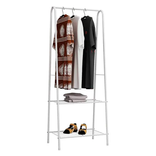Vešiak na oblečenie RETOR s policami, biely