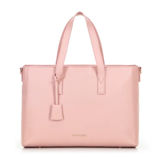 Dámska kabelka na notebook 16” z imitácie kože, ružová 100-4Y-918-P