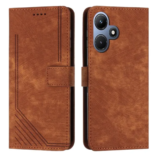 STRIPE Peňaženkové puzdro s remienkom Infinix Hot 30i hnedé