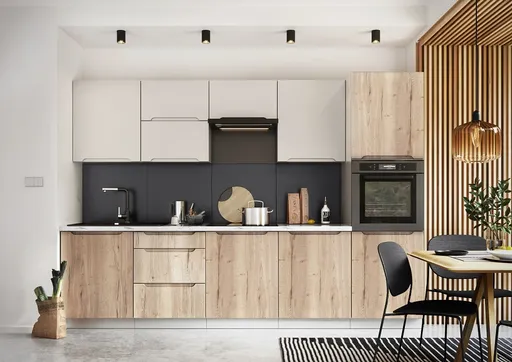 Artstolk Kuchynská linka ZOYA bez dosky | 300 cm dub halifax/sivá