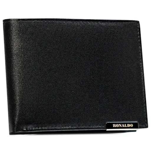 Horizontálna, kožená, čierna pánska peňaženka bez vonkajšej spony - Ronaldo