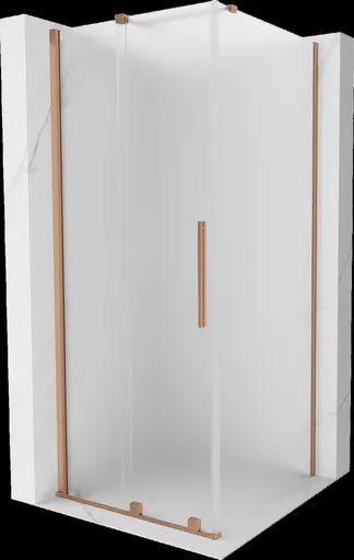 MEXEN/S - Velár sprchovací kút, posuvné dvere 110 x 110, dekor, meď kartáčovaná 871-110-110-31-65