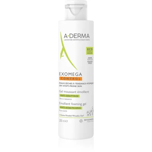 A-Derma Exomega Control Emollient Foaming gel zvláčňujúci penivý gél pre suchú až atopickú pleť 200 ml