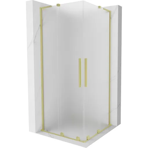 MEXEN/S - Velar L Duo sprchovací kút, posuvné dvere 80 x 80, dekor, zlato kartáčovaná 871-080-080-02-33-55