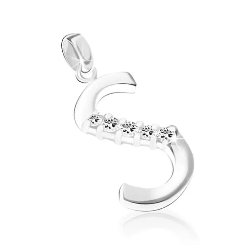 Prívesok zo striebra 925, písmeno "S", číre zirkóny