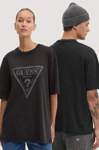 Bavlnené tričko Guess Originals čierna farba, s potlačou, M4BI13 K8FQ4