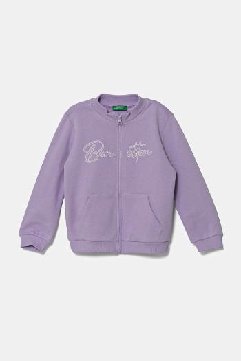 Detská bavlnená mikina United Colors of Benetton fialová farba, vzorovaná, 3J70G503N