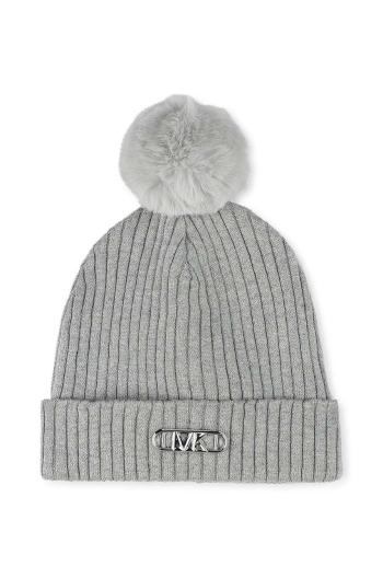 Detská čiapka s prímesou vlny Michael Kors strieborná farba biela, R30229