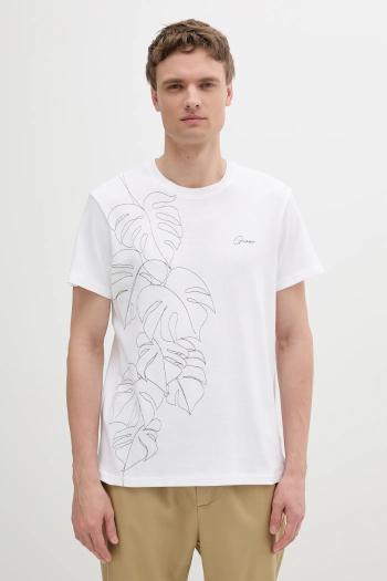 Bavlnené tričko Guess pánske, biela farba, s nášivkou, M5GI22 KCT51