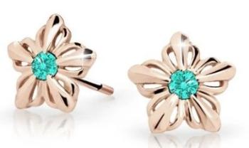 Cutie Jewellery Detské kvietkové náušnice z ružového zlata C2238-30-X-4 svetlo zelená