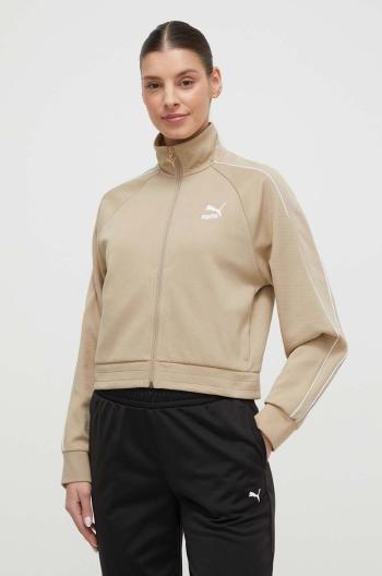 Mikina Puma T7 Track Jacket dámska,béžová farba,jednofarebná,624211