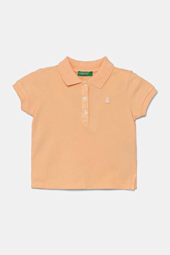 Detské polo tričko United Colors of Benetton oranžová farba, s golierom, 3WG9G300A