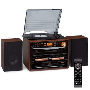 Auna 388-DAB+, stereo systém, 20W max., vinylové platne, CD, kazeta, BT, FM/DAB+, USB