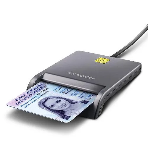 AXAGON CRE-SM3T, USB-A FlatReader čítačka kontaktných kariet Smart card (eObčanka), kábel 1.3m
