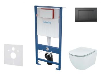 Kielle - Genesis Set predstenovej inštalácie, klozetu Tesi a dosky softclose, Aquablade, tlačidlo Gemini III, matná čierna SANI11AD5100