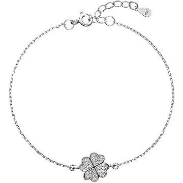 EVOLUTION GROUP 13008.1 crystal zircon štvorlístok dekorovaný zirkónmi (Ag 925/1000, 1,5 g) (8590962130096)