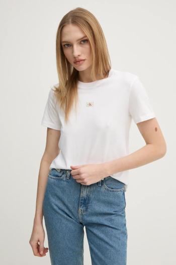 Bavlnené tričko Calvin Klein Jeans dámske, biela farba, J20J225084