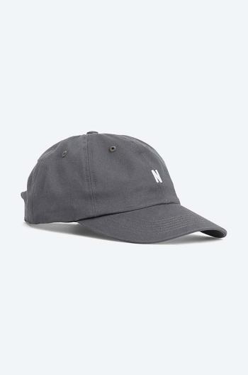 Bavlnená šiltovka Norse Projects N80.0001.1072-1072, šedá farba, jednofarebná