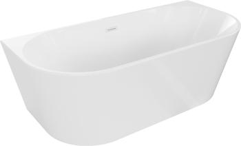 MEXEN/S - Oval vaňa voľne stojaca nástenná 160 x 80 cm, biela, sifón a prepad biela 52671608000-20