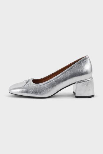 Kožené lodičky Vagabond Shoemakers ADISON strieborná farba, na podpätku, 5939-083-79