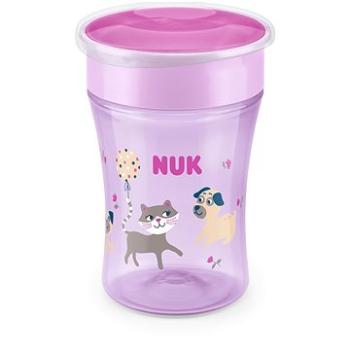 NUK hrnček Magic Cup s viečkom 230 ml – ružový, mix motívov (BABY8583c)