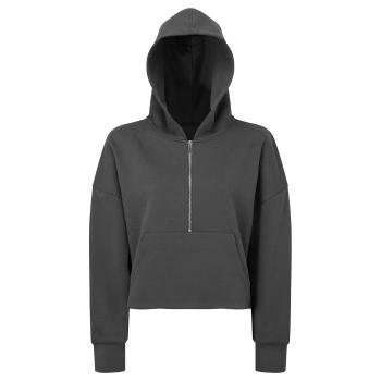 TriDri® Dámska mikina s 1/2 zipsom a kapucou - Uhľová | L/XL
