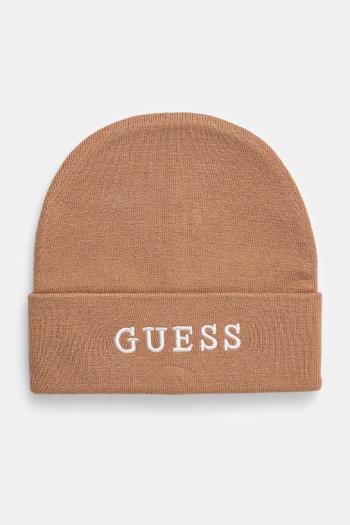 Čiapka Guess hnedá farba, z hrubej pleteniny, AW5189 POL01