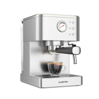 Klarstein SteelPresso kávovar s portafiltrom, Kompaktný, 20 bar, Naparovač, Ohrievacia platňa