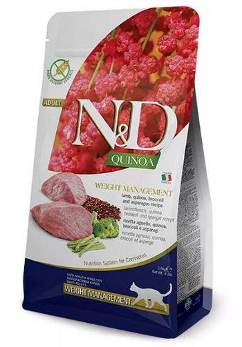 Farmina N&D cat QUINOA (GF) adult, weight managment, lamb granule pre mačky 1,5kg