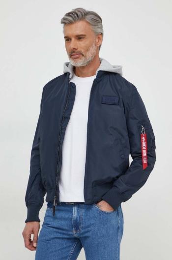 Bunda Alpha Industries MA-1 TT Hood pánska, tmavomodrá farba, prechodná, 196108