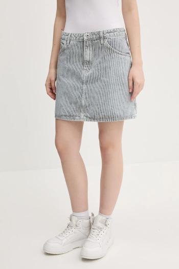 Rifľová sukňa Hugo Blue mini, áčkový strih, 50537444