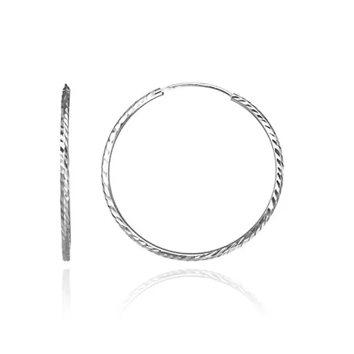 Náušnice zo striebra 925 - lesklé tenké kruhy so zrnkami, 25 mm