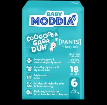 MODDIA BABY Plienkové nohavičky 6 XL (14–19 kg), 18 ks