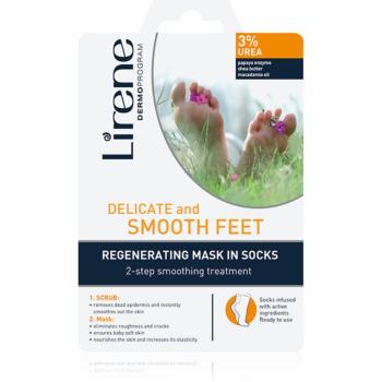 Lirene Foot Care regenerácia pokožky chodidiel v dvoch krokoch peeling + maska vo forme ponožiek 3% Urea 1 pár