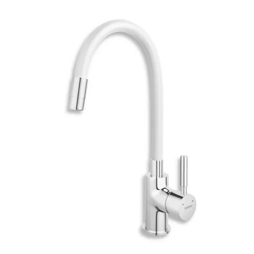 Drezová batéria Novaservis so silikónovým ramienkom biela / chróm 70710,0B