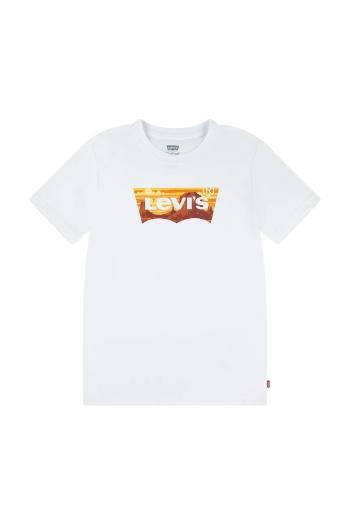 Detské tričko Levi's GOLDEN GLOW BATWING TEE biela farba, s potlačou, 8EM295