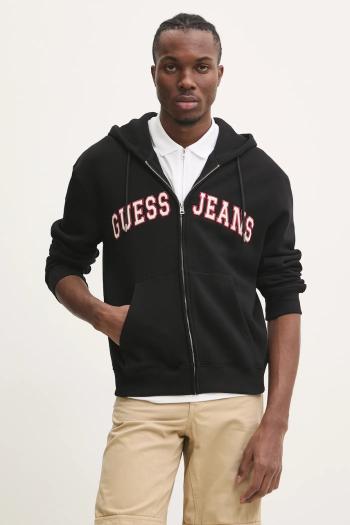 Mikina Guess Jeans pánska, čierna farba, s kapucňou, s nášivkou, M4BQ35 K9V31