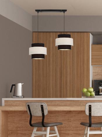 Závesná lampa Benta čierna 2x40W e27 tienidlo čierne+krémové