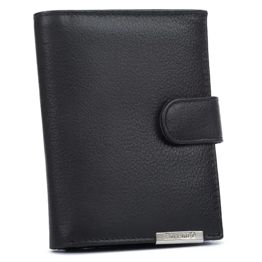 Veľká čierna pánska kožená peňaženka 4U Cavaldi so zapínaním na patent a RFID ochranou