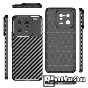 OTT! CARBON PRO szilikon védő tok / hátlap - FEKETE - karbon mintás, ERŐS VÉDELEM! - Xiaomi 13 Pro