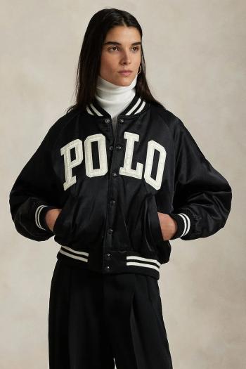 Bunda Polo Ralph Lauren čierna farba, prechodná, oversize, 211970985