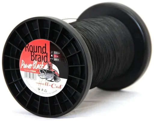 Hell-cat spletaná šnúra round braid power black 1000 m-priemer 0,70 mm / nosnosť 85 kg