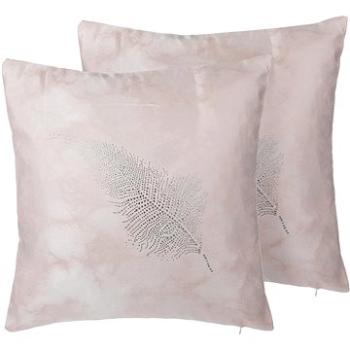 BELIANI, Sada 2 vankúšov páperový motív 45 × 45 cm ružová SILENE, 205675 (beliani_205675)