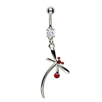 Piercing do pupku vážka s červenou hlavičkou