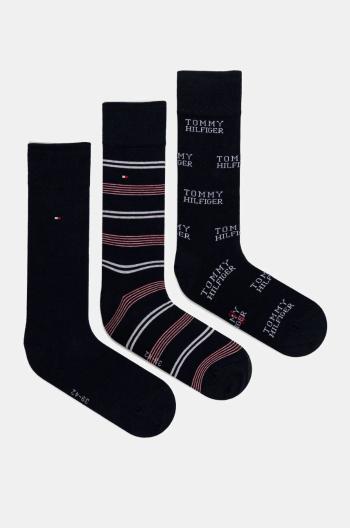 Ponožky Tommy Hilfiger 3-pak pánske, tmavomodrá farba, 101013215