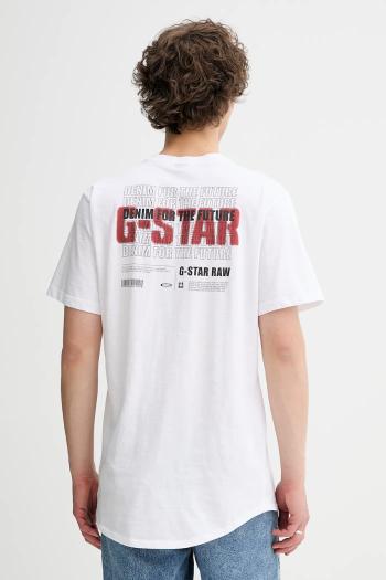 Bavlnené tričko G-Star pánske, biela farba, jednofarebná, D26043-C372