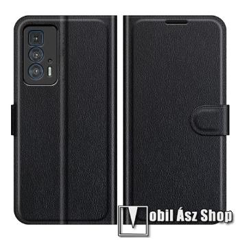 WALLET notesz tok / flip tok - FEKETE - asztali tartó funkciós, oldalra nyíló, rejtett mágneses záródás, bankkártyatartó zseb, szilikon belső - MOTOROLA Edge 20 Pro / Edge S Pro