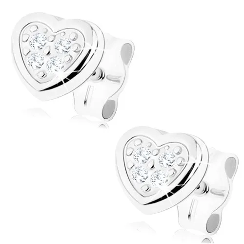Zlaté náušnice 9K v tvare srdca s čírymi zirkónmi
