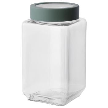 Altom Sklenená hranatá dóza s vekom 1 l, zelená, 1000 ml
